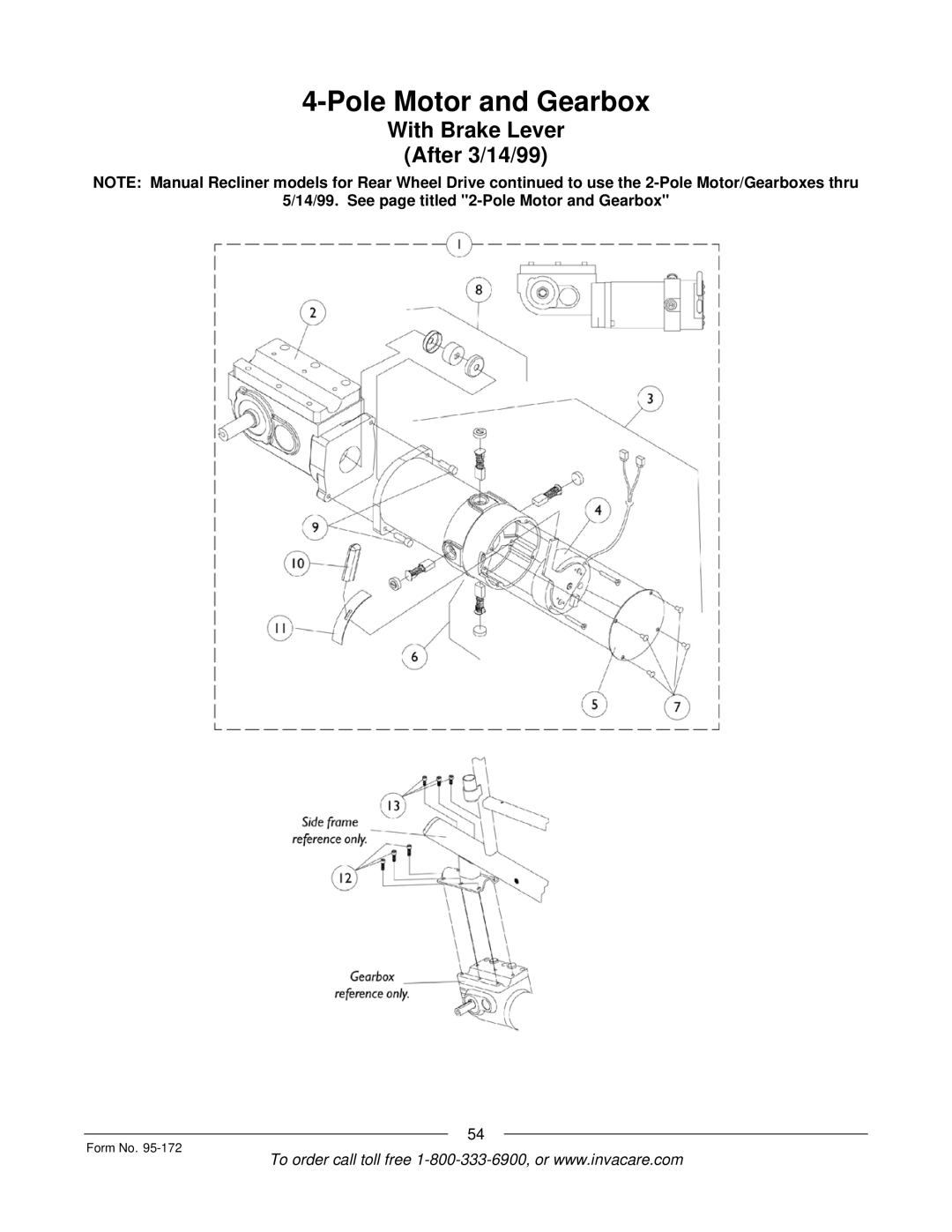 Invacare 250-S manual With Brake Lever After 3/14/99 