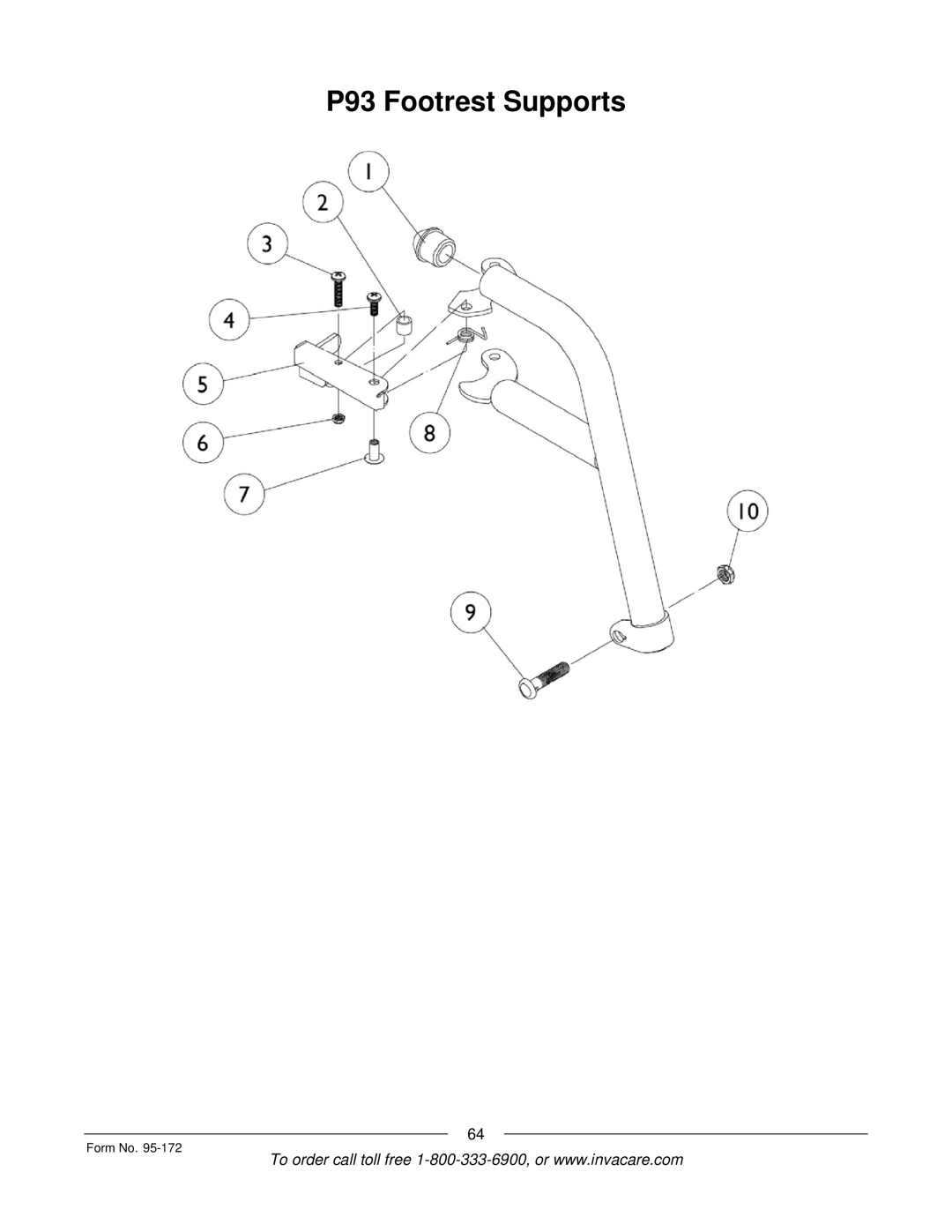 Invacare 250-S manual P93 Footrest Supports 