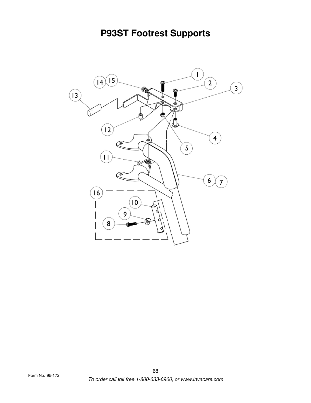 Invacare 250-S manual P93ST Footrest Supports 