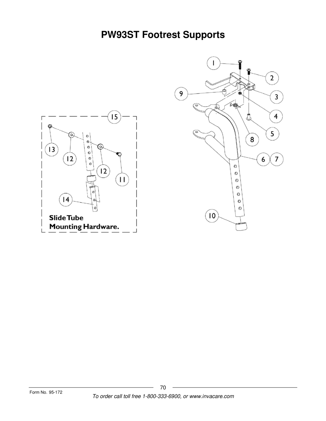 Invacare 250-S manual PW93ST Footrest Supports 