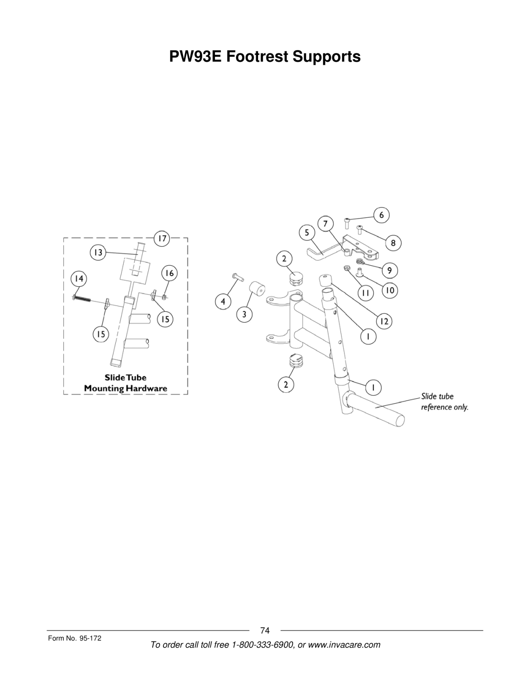 Invacare 250-S manual PW93E Footrest Supports 