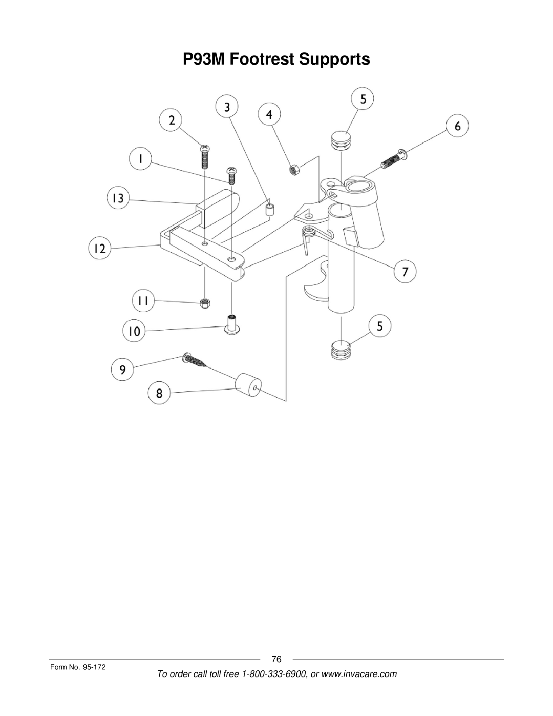 Invacare 250-S manual P93M Footrest Supports 