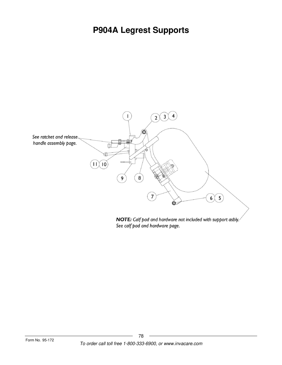 Invacare 250-S manual P904A Legrest Supports 