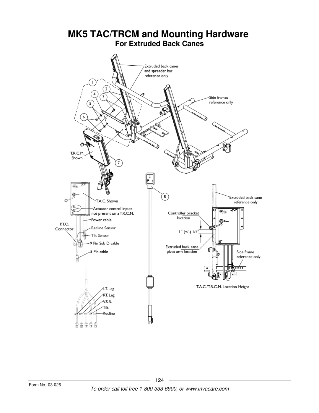 Invacare 2GR, 2GTR manual MK5 TAC/TRCM and Mounting Hardware 