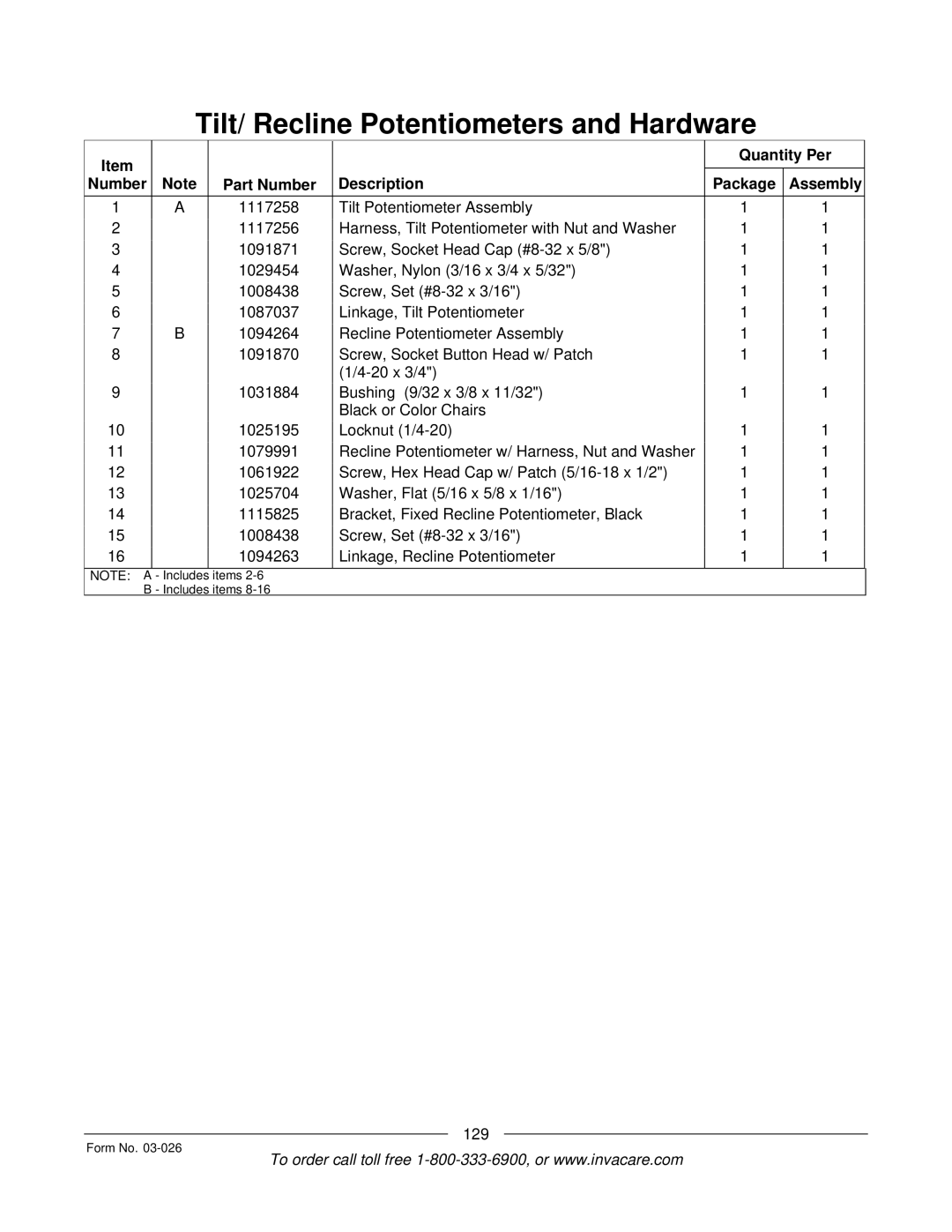 Invacare 2GTR, 2GR manual 129 