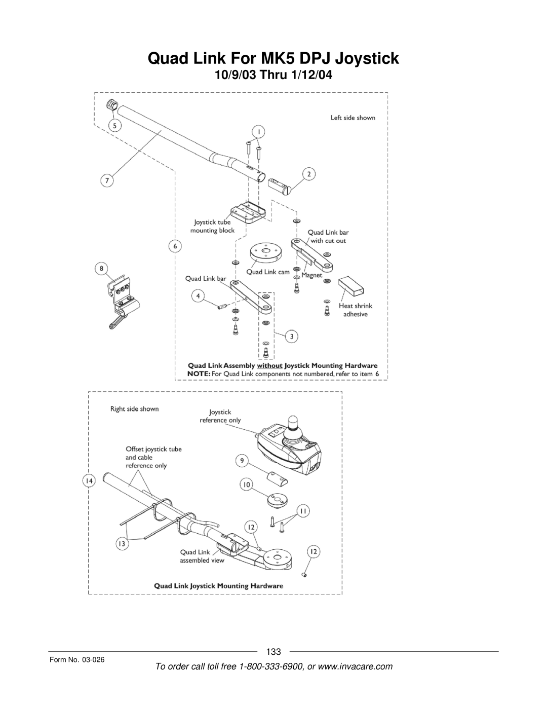 Invacare 2GR, 2GTR manual Quad Link For MK5 DPJ Joystick 