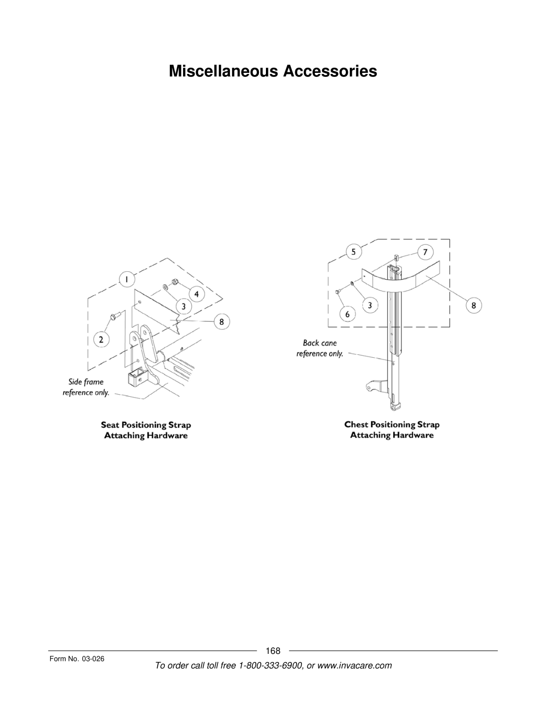 Invacare 2GTR, 2GR manual Miscellaneous Accessories 