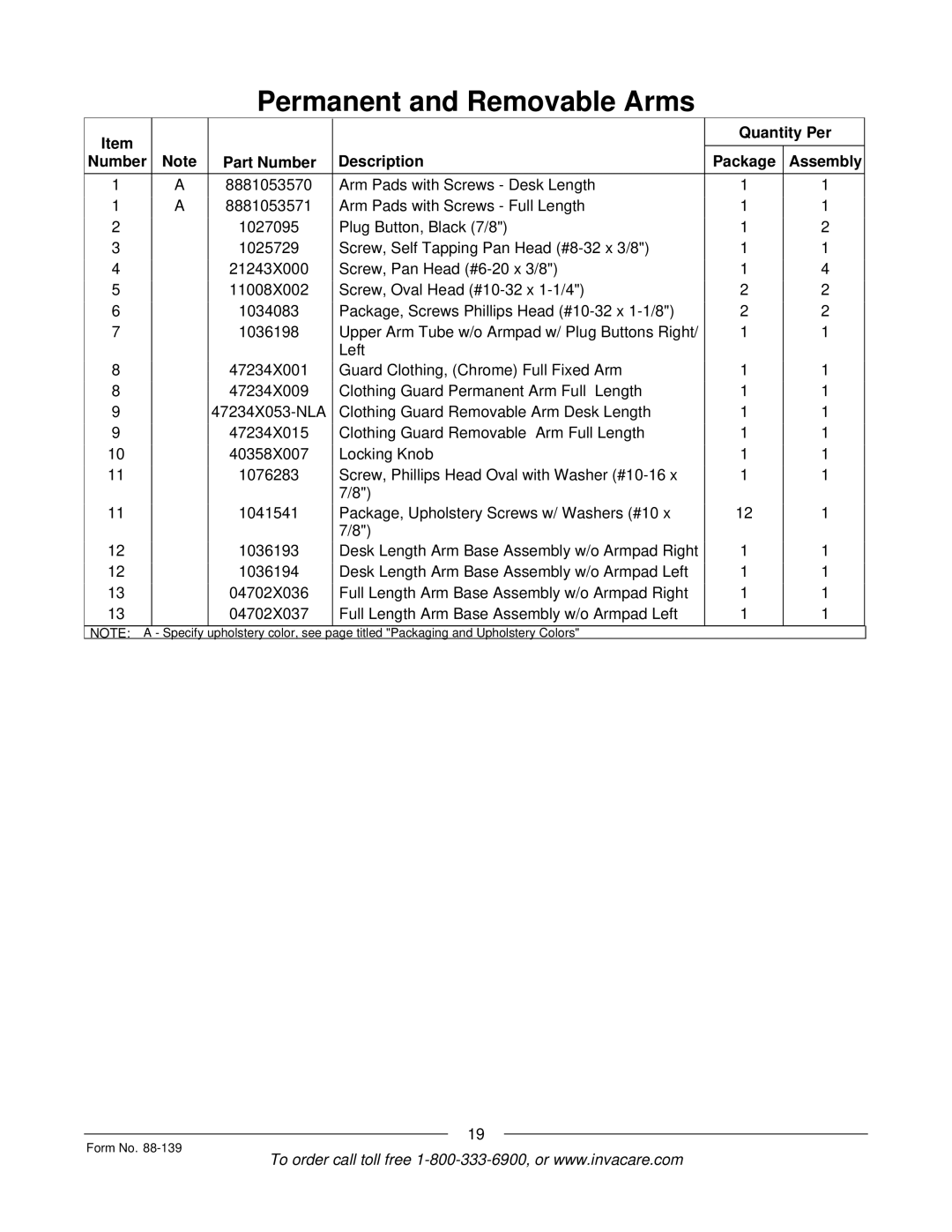 Invacare 3000 manual Specify 