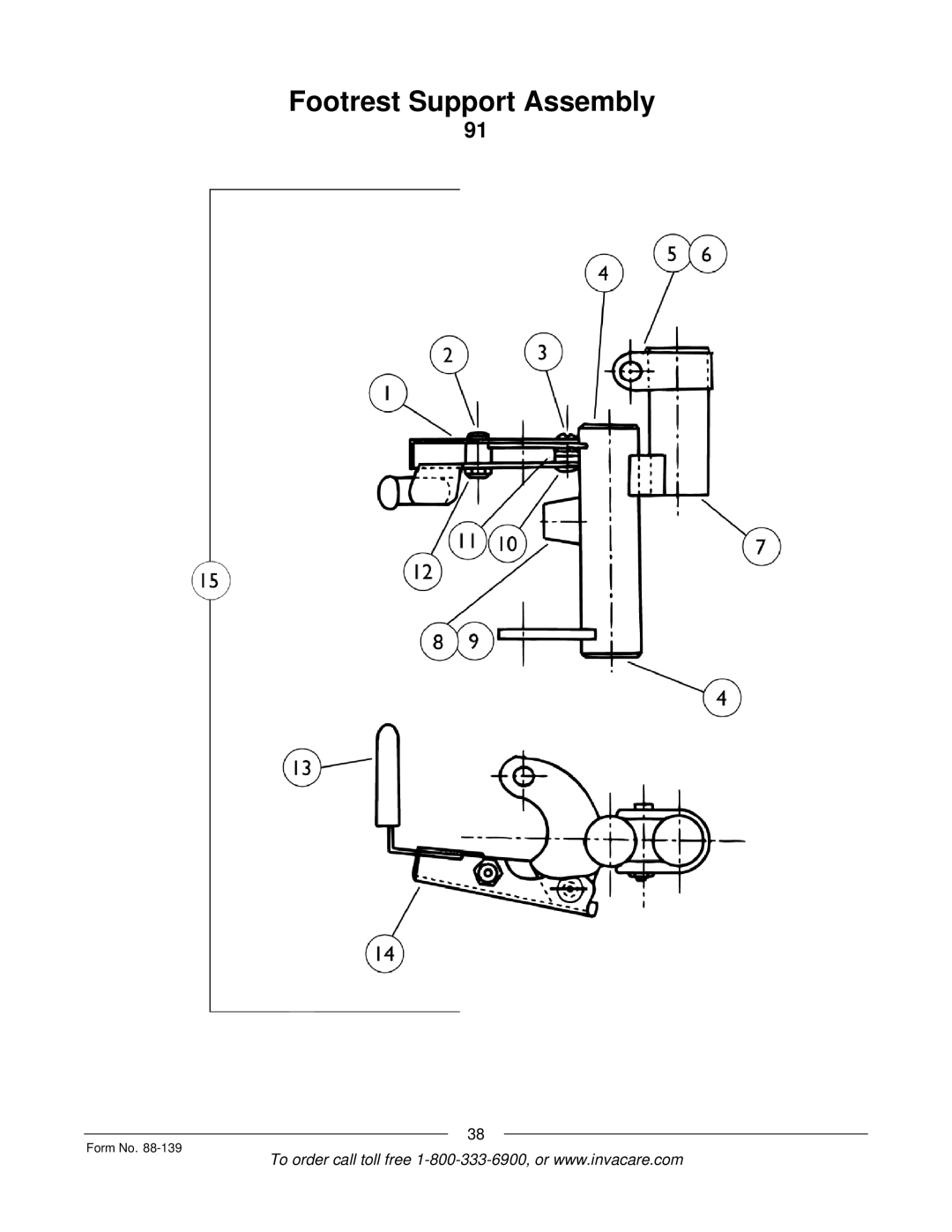 Invacare 3000 manual Footrest Support Assembly 