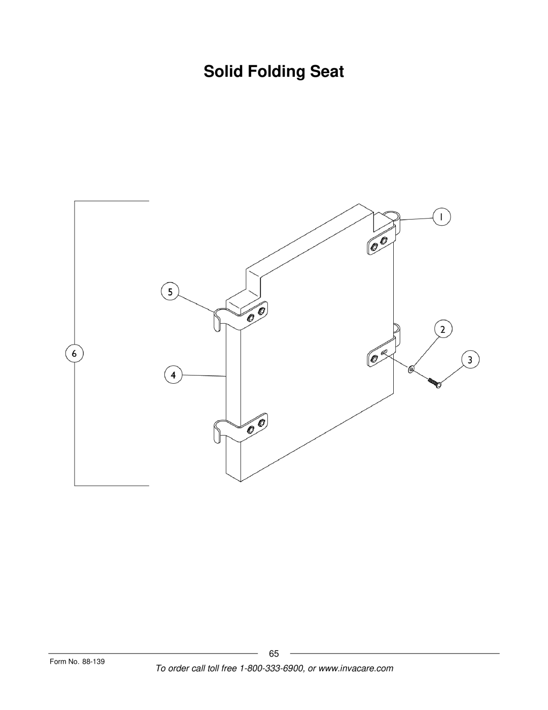 Invacare 3000 manual Solid Folding Seat 