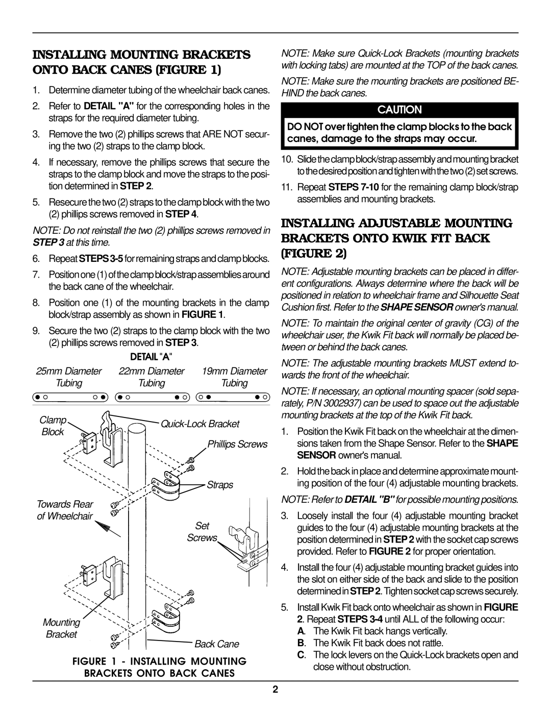 Invacare 3002937 Installing Mounting Brackets Onto Back Canes Figure, Phillips screws removed in Step 