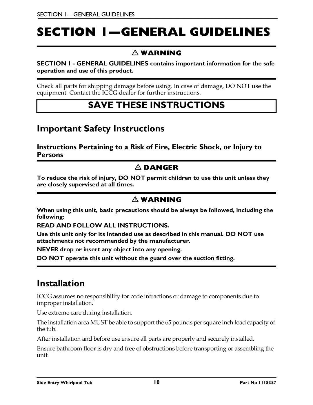 Invacare 3650, 3600XL manual General Guidelines, Important Safety Instructions, Installation 