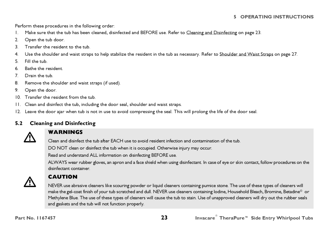 Invacare 3602GXL user manual Cleaning and Disinfecting 