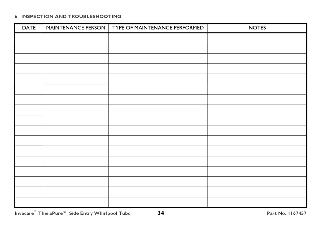 Invacare 3602GXL user manual Date Maintenance Person Type of Maintenance Performed 