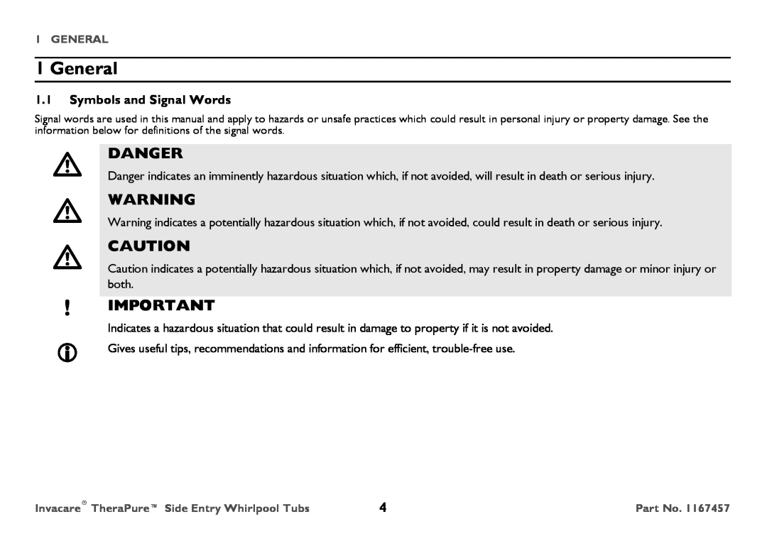 Invacare 3602GXL user manual General, Danger, Symbols and Signal Words 