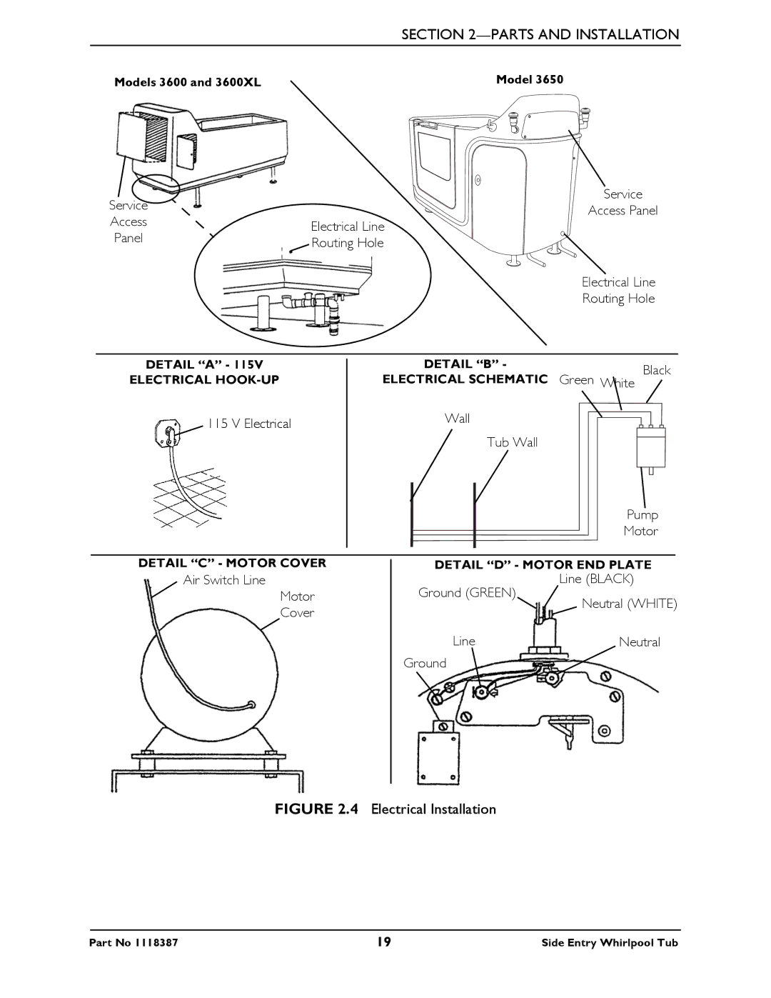 Invacare 3650 manual Electrical Installation 