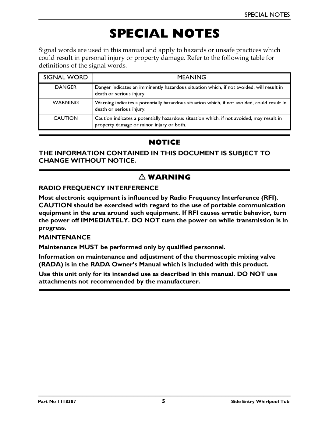 Invacare 3650 manual Special Notes, Maintenance 