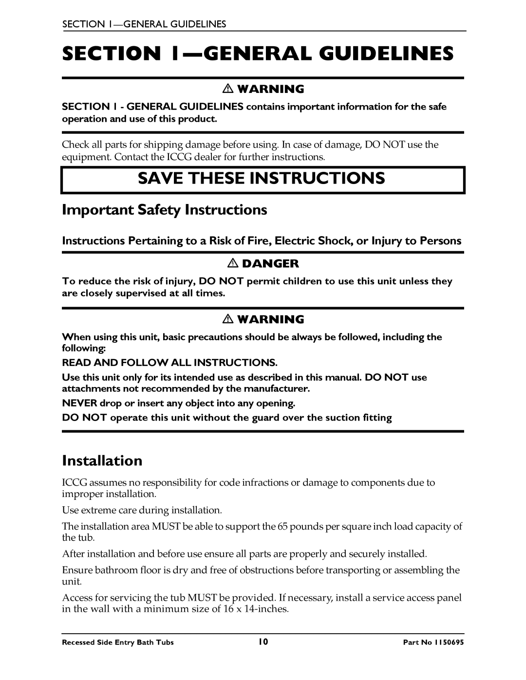 Invacare 3800, 3750 manual General Guidelines, Important Safety Instructions, Installation 