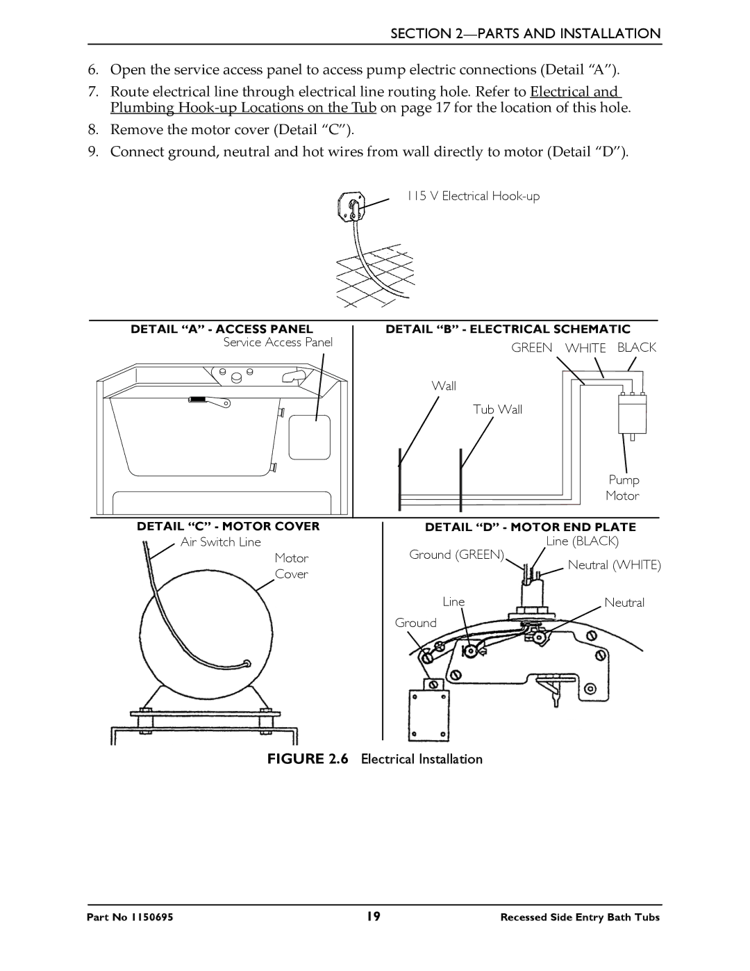 Invacare 3750, 3800 manual Electrical Installation 