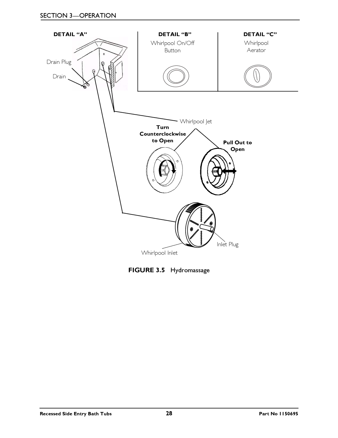 Invacare 3800, 3750 manual Hydromassage 