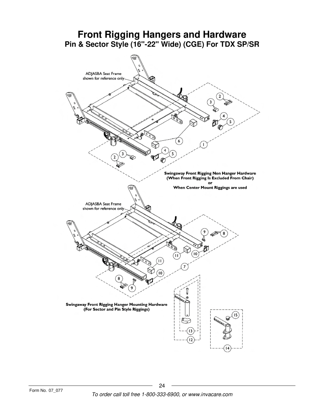 Invacare 3G Storm Series manual Pin & Sector Style 16-22 Wide CGE For TDX SP/SR 