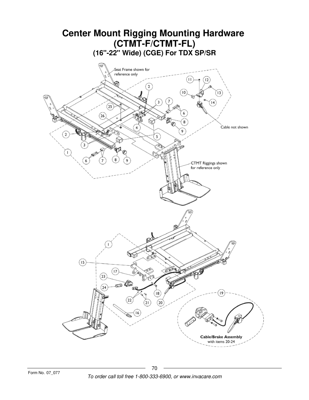 Invacare 3G Storm Series manual Wide CGE For TDX SP/SR 