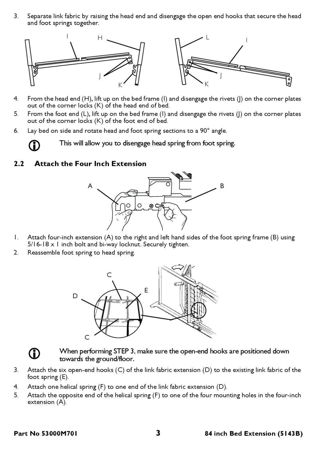 Invacare 5143B service manual Attach the Four Inch Extension 