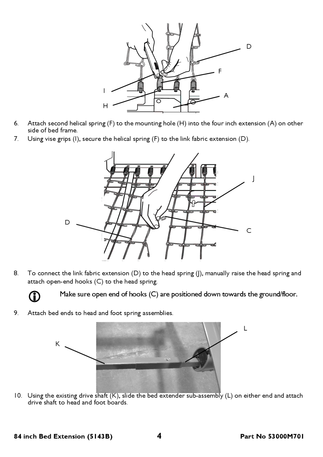 Invacare service manual Inch Bed Extension 5143B Part No 53000M701 