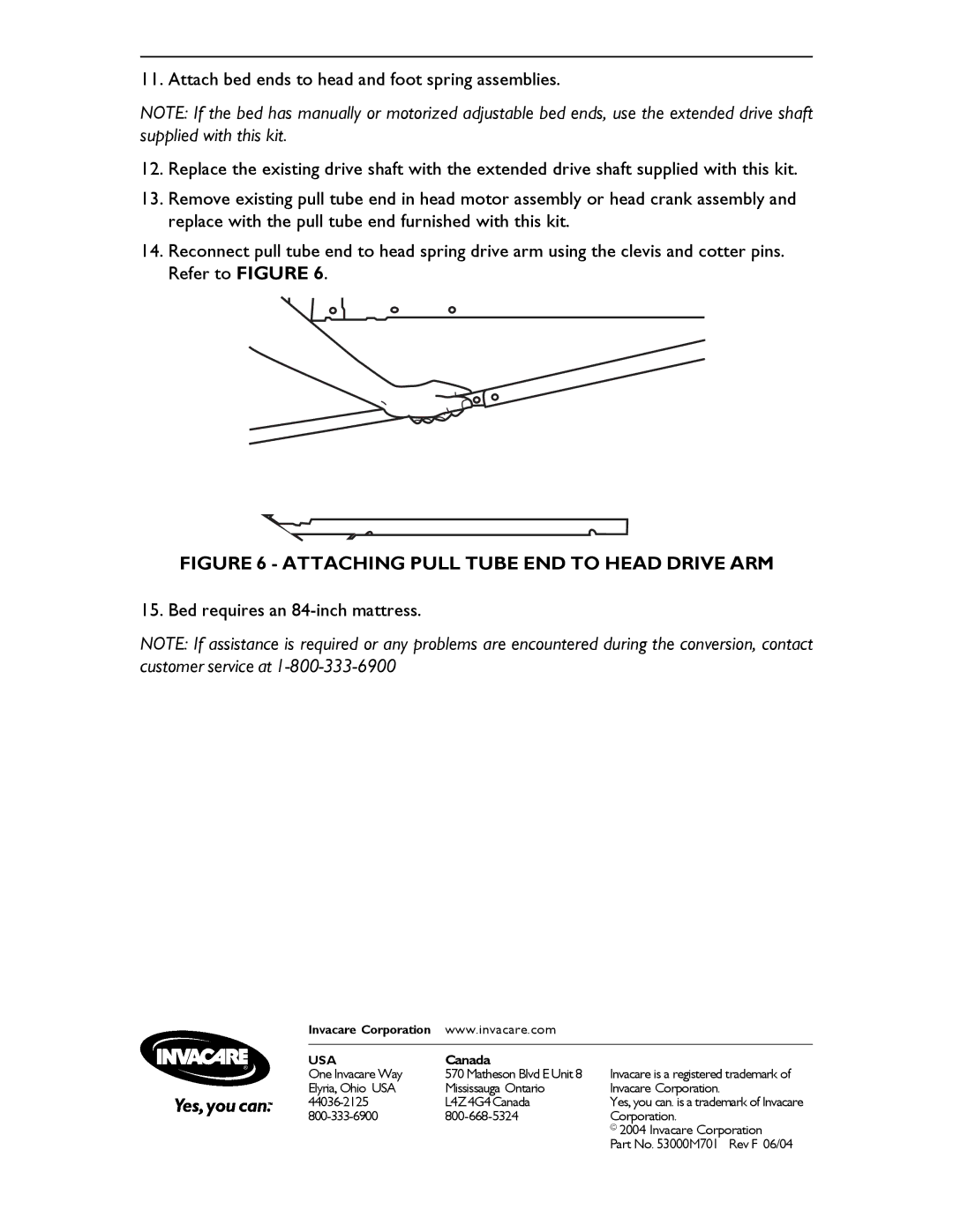 Invacare 5143IVC instruction sheet Attaching Pull Tube END to Head Drive ARM 