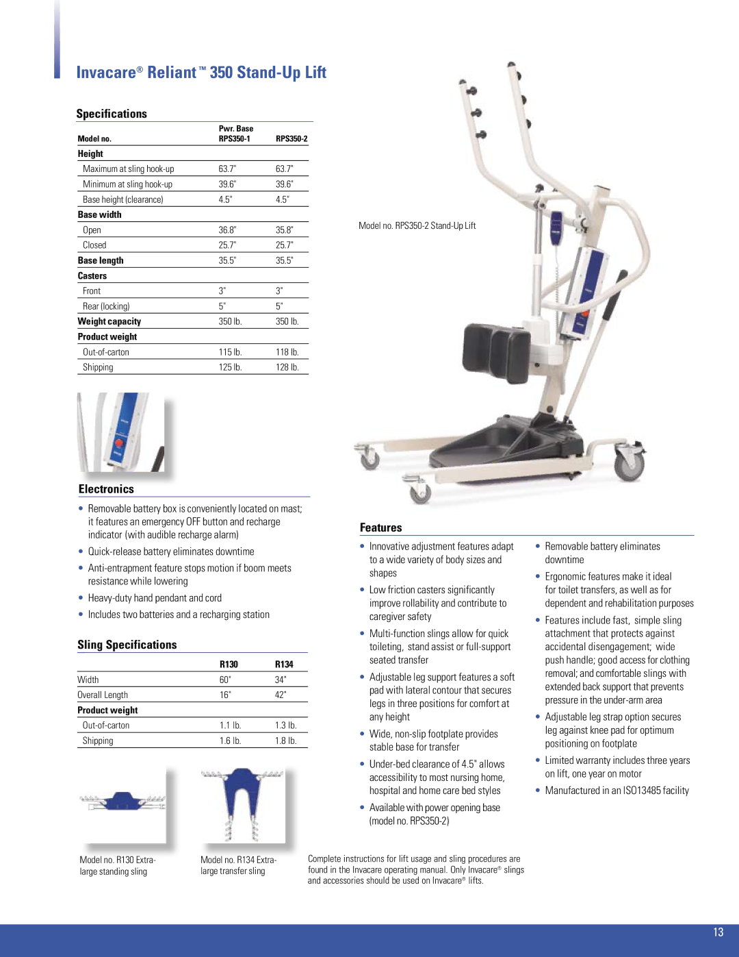 Invacare 450, 600, 350 manual Specifications 