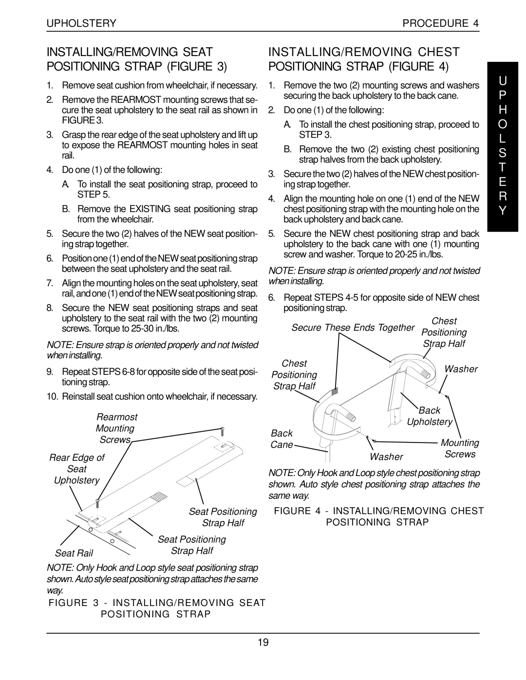 Invacare 1101100, 60106X144, 1098348, 1098318, 1098330, 1097049 owner manual Upholstery Procedure 