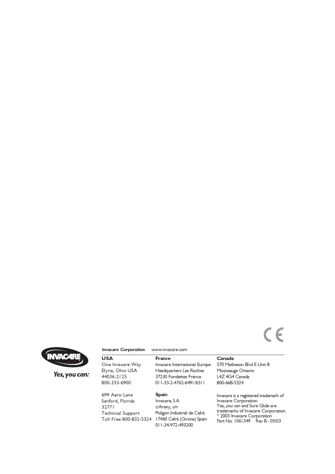 Invacare 6270E, 6265E, 6267E operating instructions Usa 