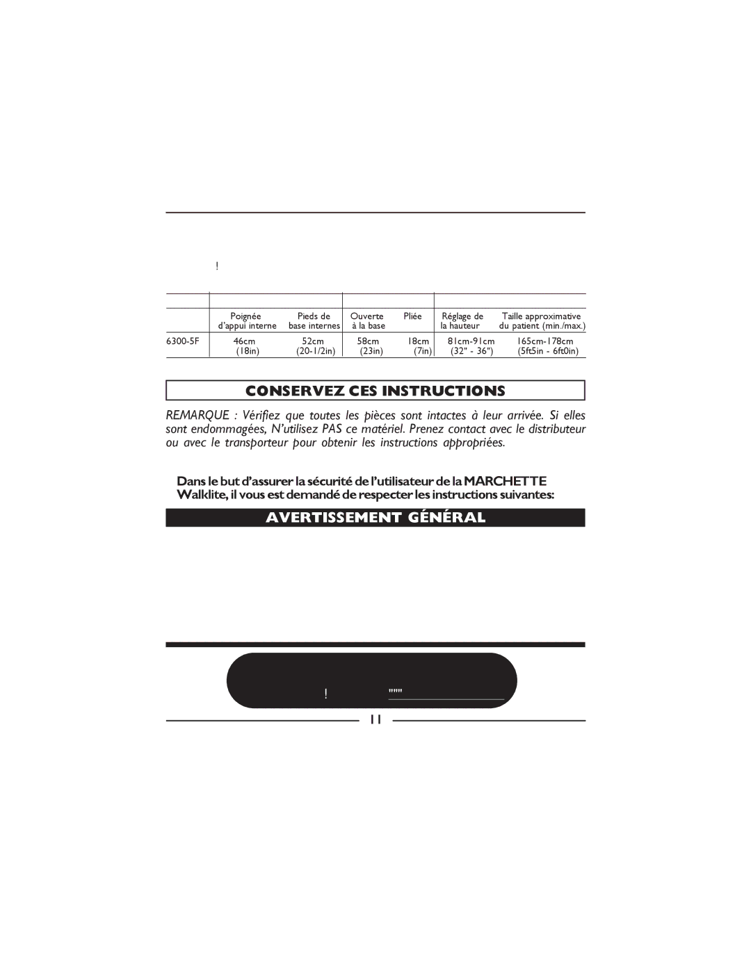 Invacare 6300-5F manual Abrégé DE Sécurité, Conservez CES Instructions, Avertissement Général 