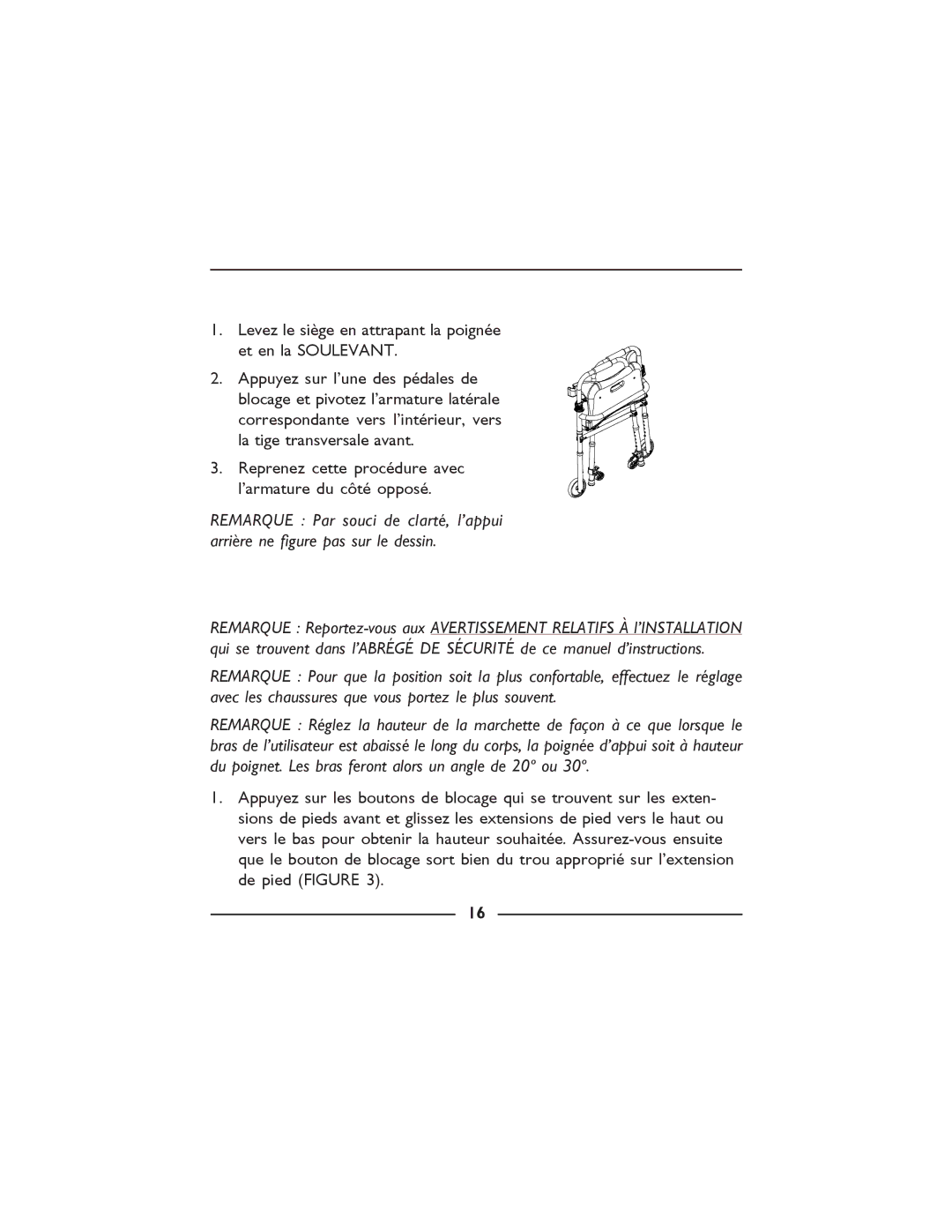 Invacare 6300-5F manual Pliage DE LA Marchette Figure, INSTALLATION/RÉGLAGE DES Extensions DE Pied Figure 