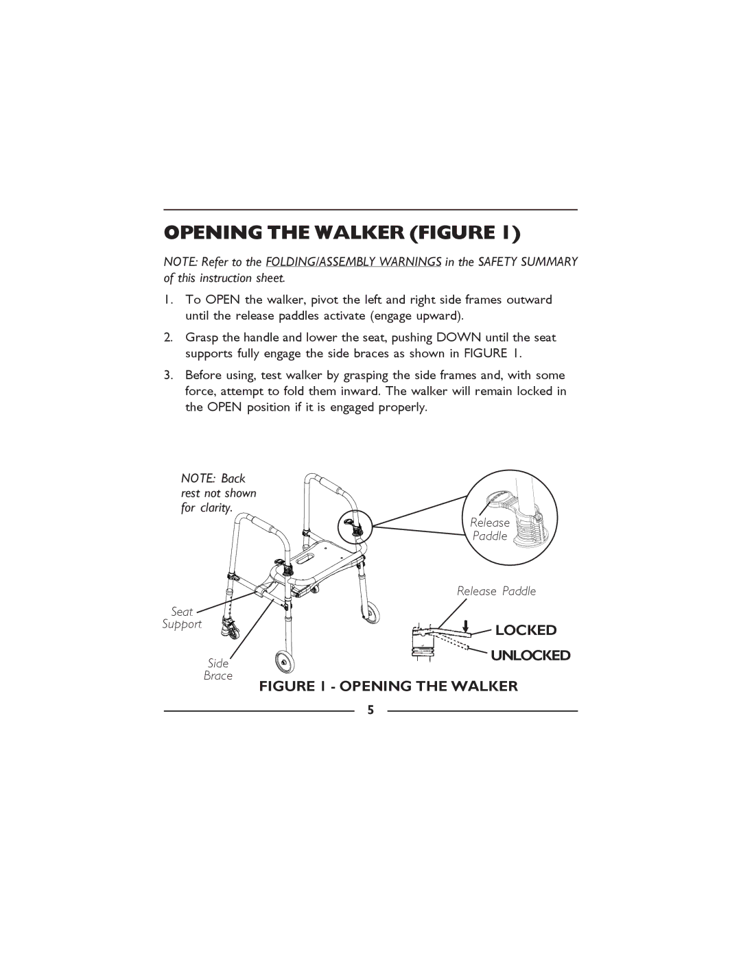 Invacare 6300-5F manual Opening the Walker Figure 