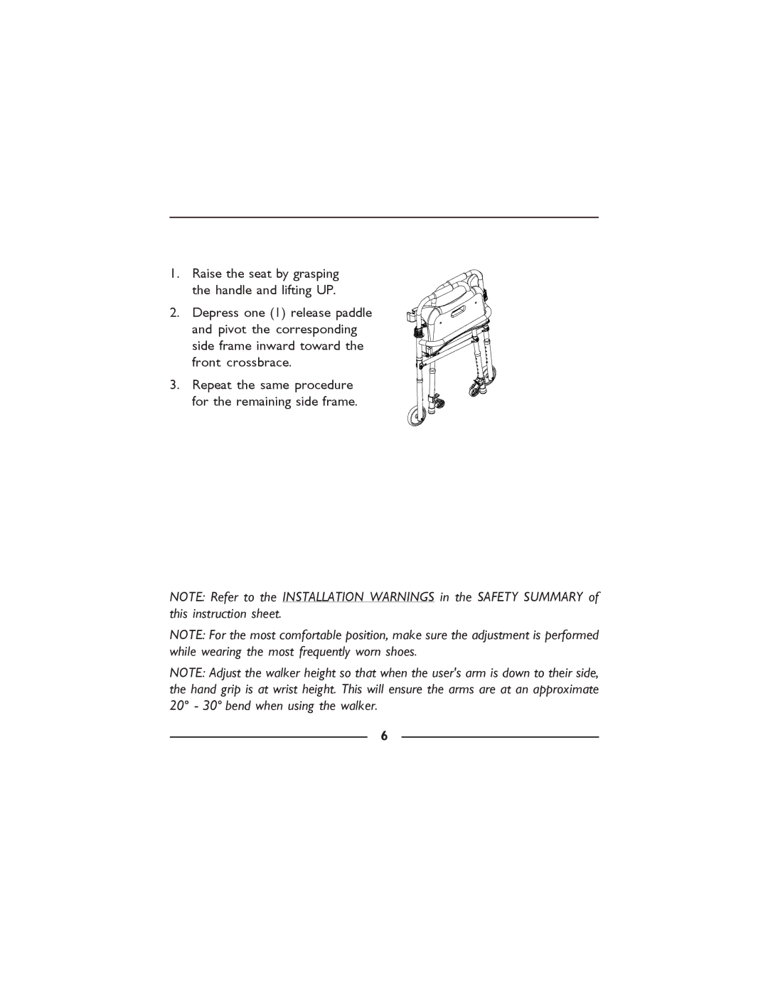 Invacare 6300-5F manual Folding the Walker Figure 