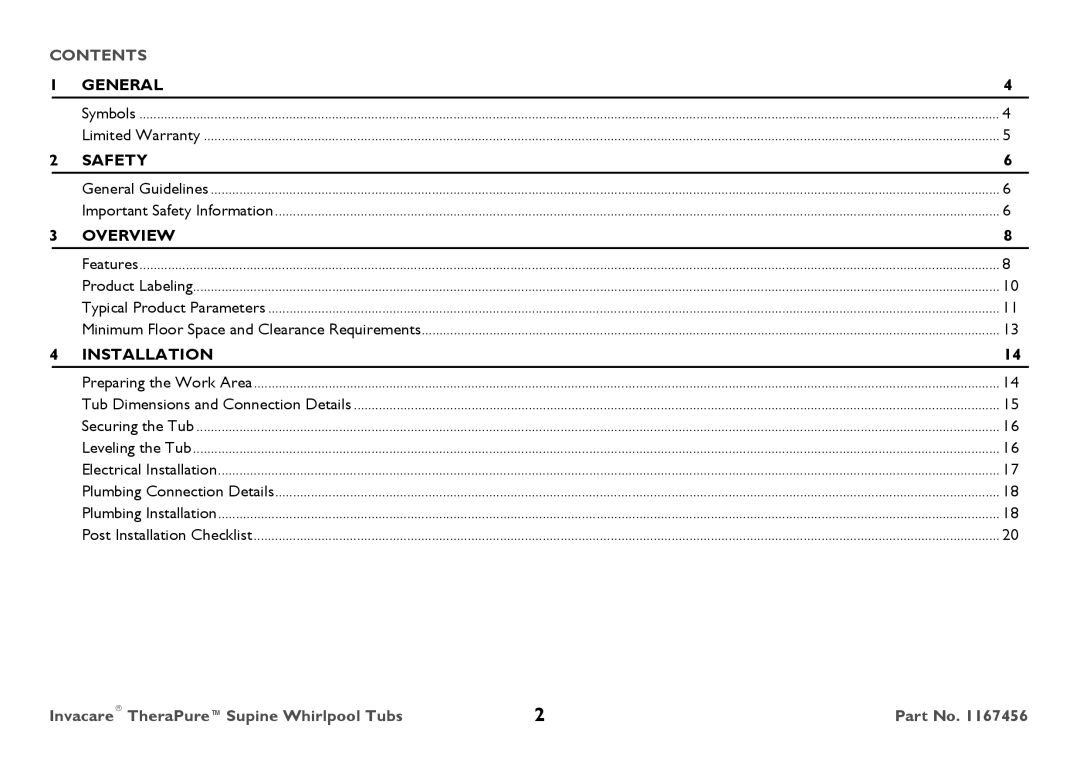 Invacare 6302G user manual Contents 