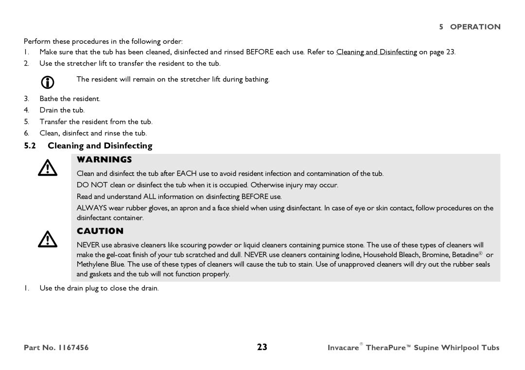 Invacare 6302G user manual Cleaning and Disinfecting 