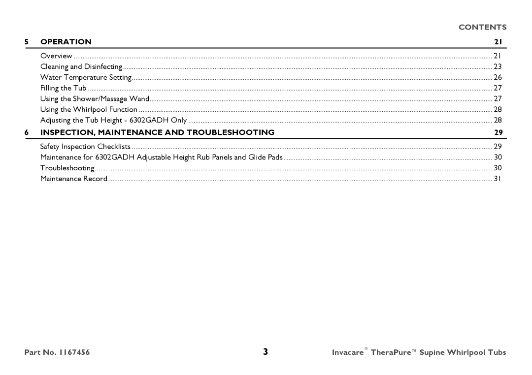 Invacare 6302G user manual Operation 