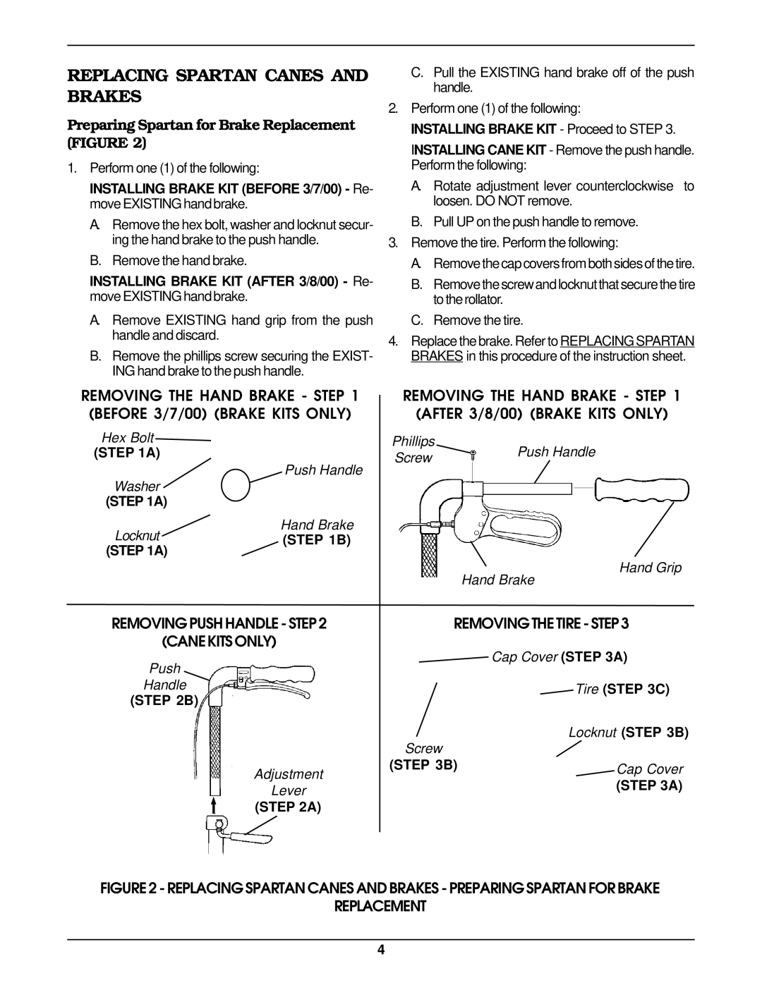 Invacare 65500, 65600, 65400, 65420 Replacing Spartan Canes and Brakes, Preparing Spartan for Brake Replacement Figure 