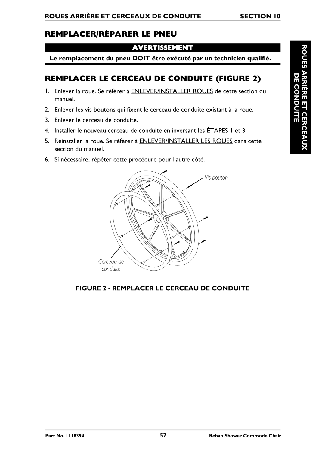 Invacare 6795 REMPLACER/RÉPARER LE Pneu, Remplacer LE Cerceau DE Conduite Figure, Roues Arrière ET Cerceaux DE Conduite 