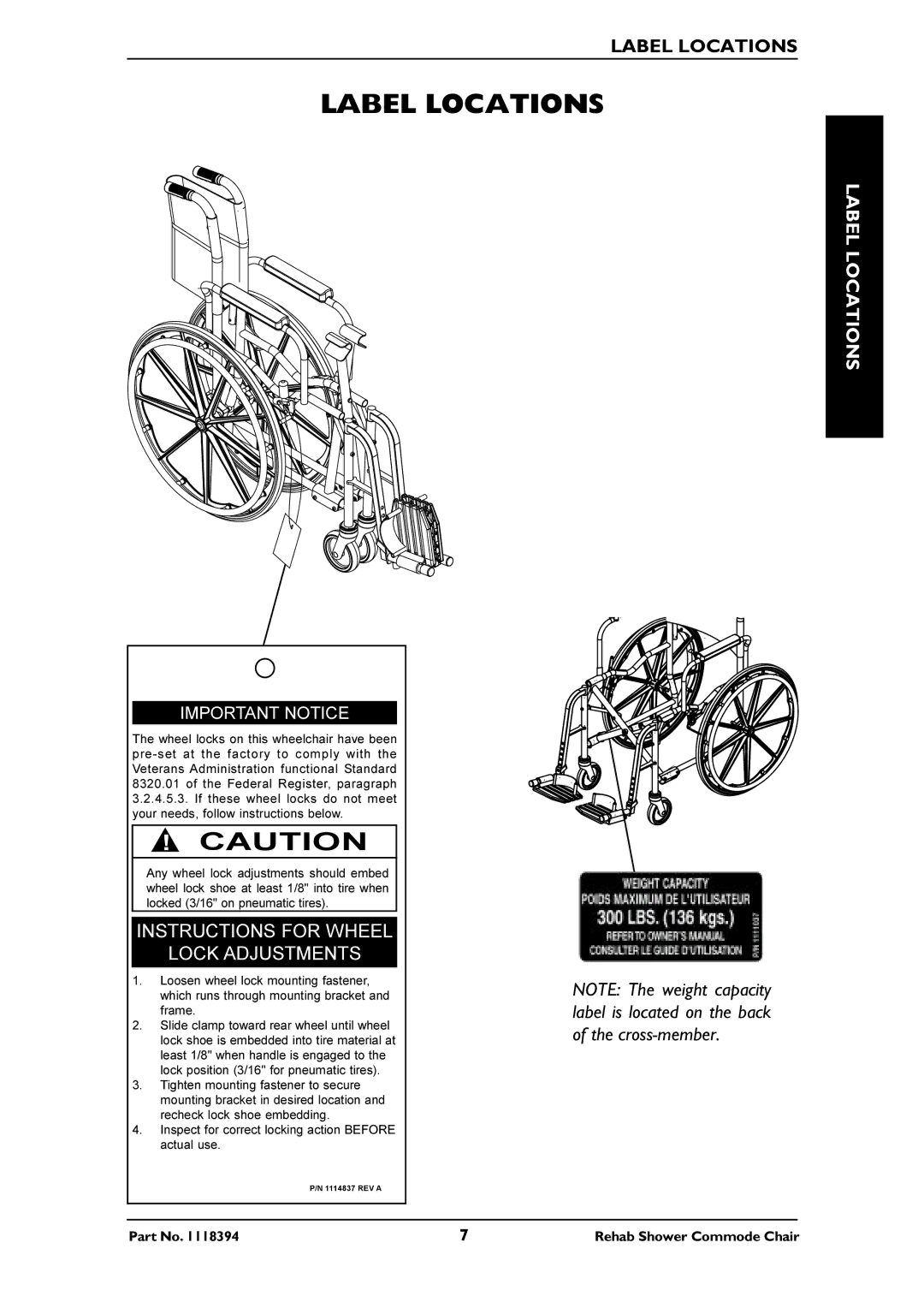 Invacare 6895, 6795, 6891 manual Label Locations 