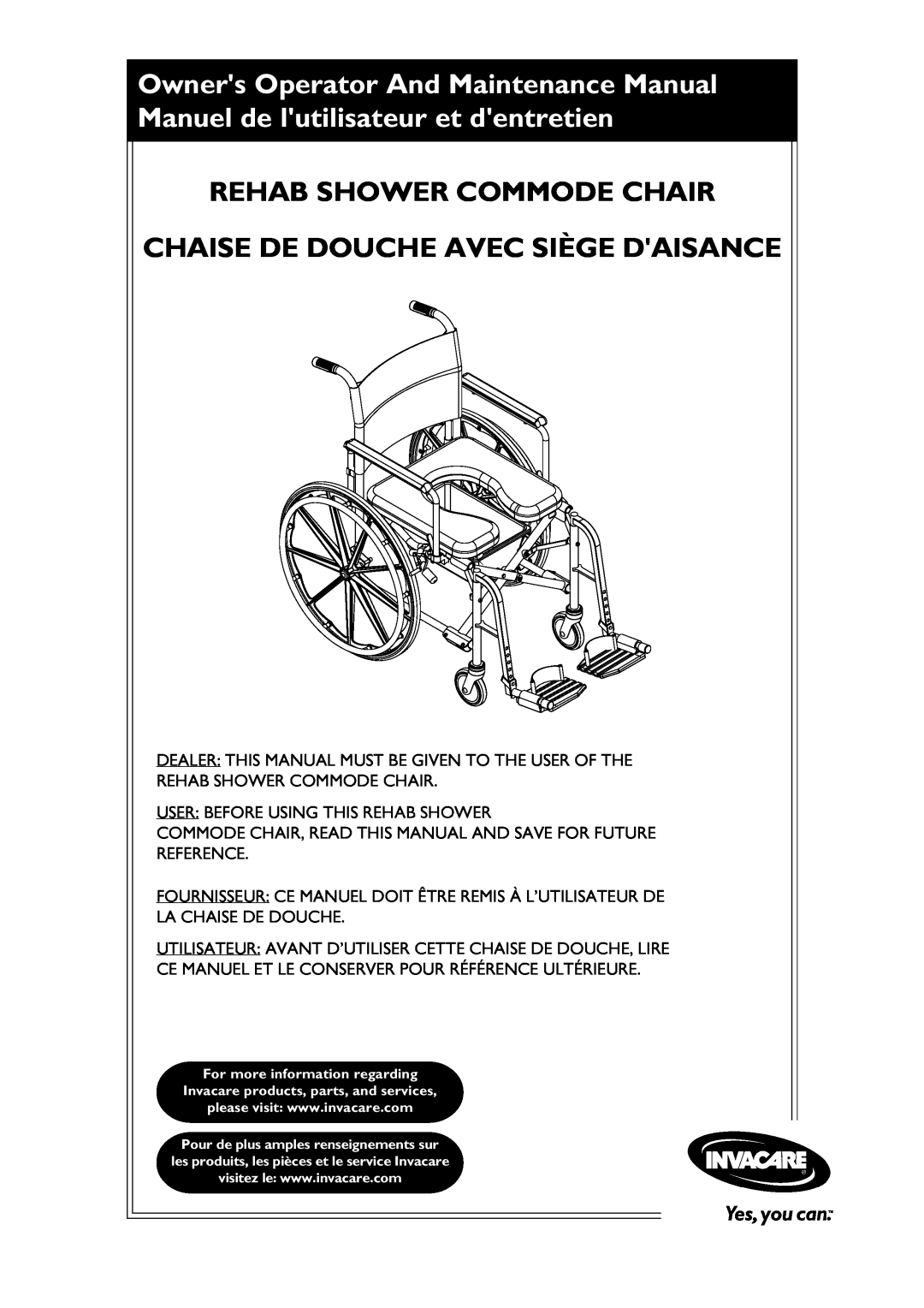 Invacare 6895, 6795, 6891 manual Rehab Shower Commode Chair Chaise De Douche Avec Siège Daisance 