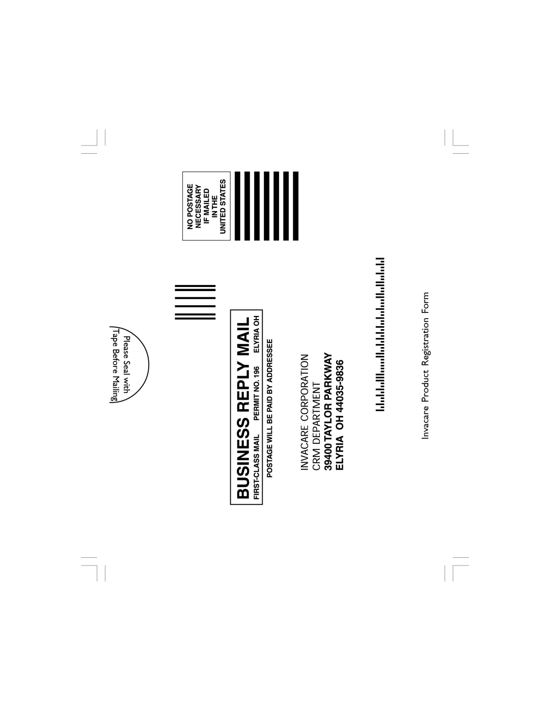 Invacare 68100-TA, 65100R-JR, 65100-JR manual Invacare Product Registration Form 