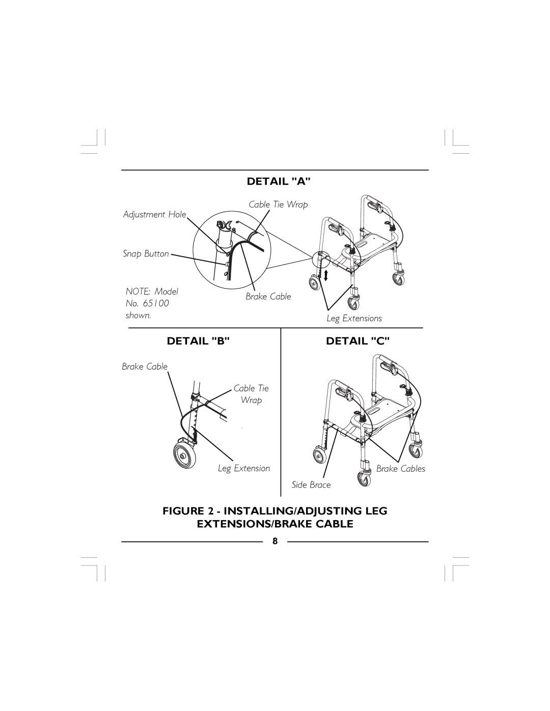 Invacare 65100R-JR, 68100-TA, 65100-JR manual Detail a, Detail B, Detail C 