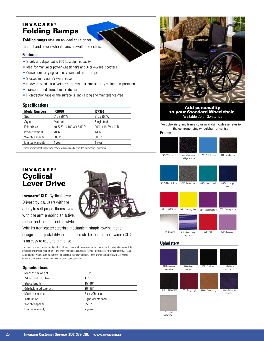 Invacare SX5, 9000 XT, 9000 SL, EX2 manual Specifications, Frame, Upholstery, Model Numbers ICR630 ICR330 