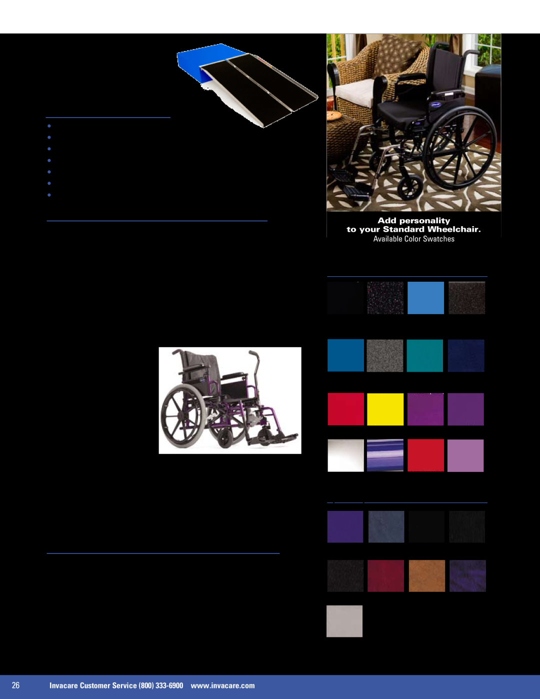 Invacare SX5, 9000 XT Folding Ramps, Cyclical Lever Drive, I N V A C A R E, Features, Specifications, Frame, Upholstery 