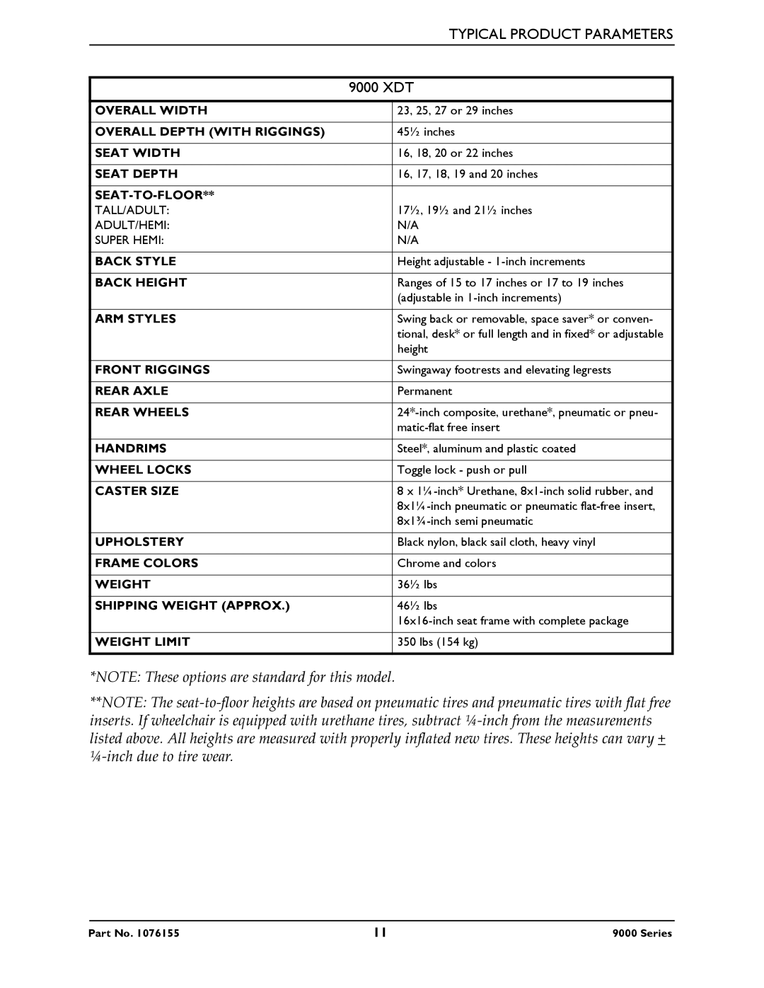 Invacare 9000XT Recliner, 9000 XT, 9000 Series, 9000 SL service manual 9000 XDT 