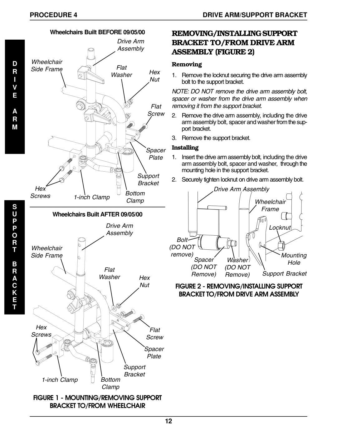 Invacare 9000 service manual Removing/Installingsupport 