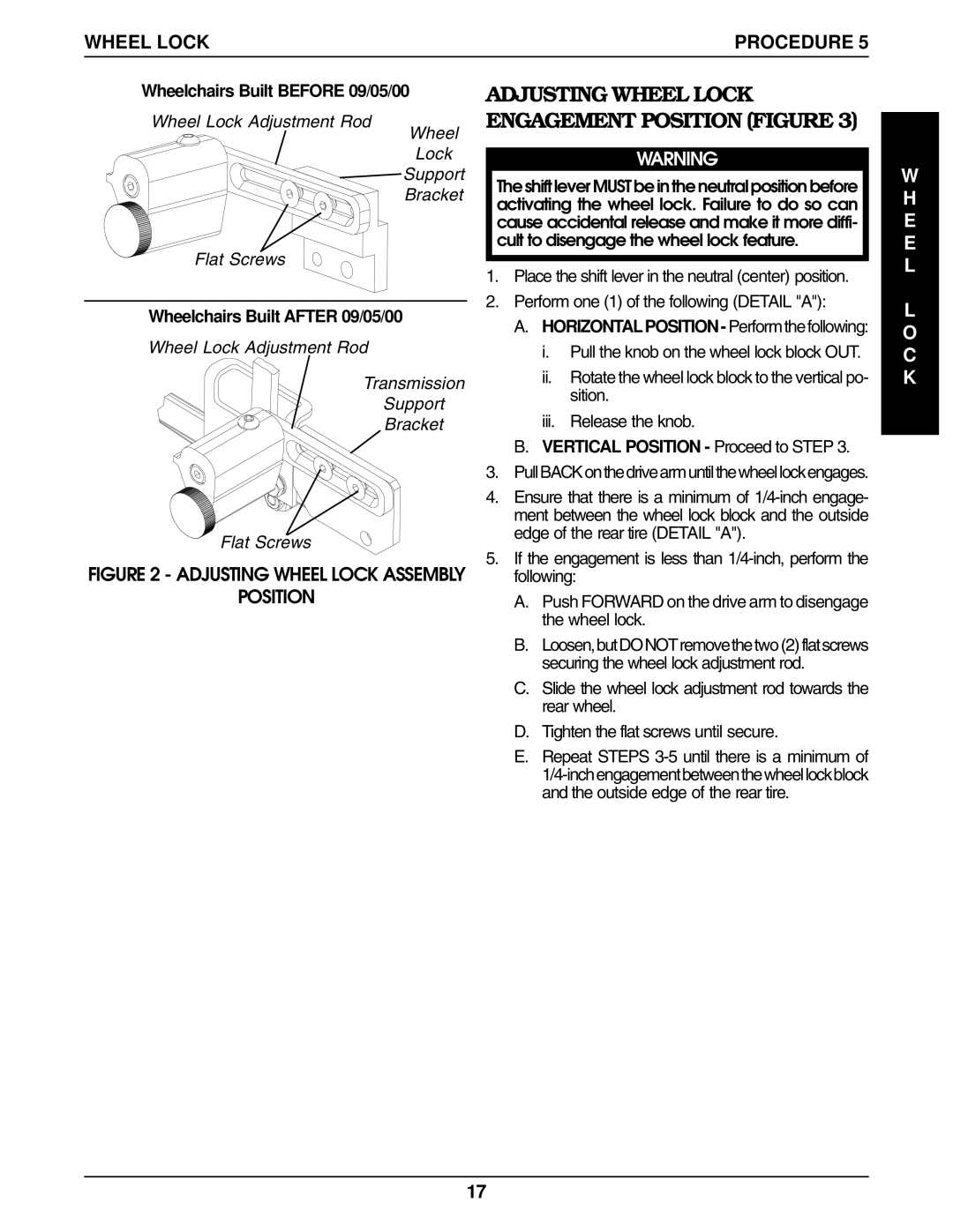 Invacare 9000 service manual Adjusting Wheel Lock Engagement Position Figure, PullBACKonthedrivearmuntilthewheellockengages 